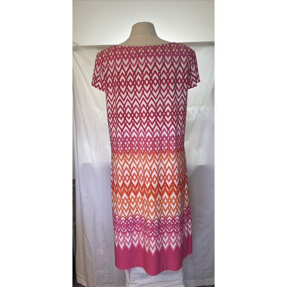 Jessica Howard XXL Hot Pink Orange Chevron Colored Summer Poly Spandex Dress EUC - Picture 3 of 12